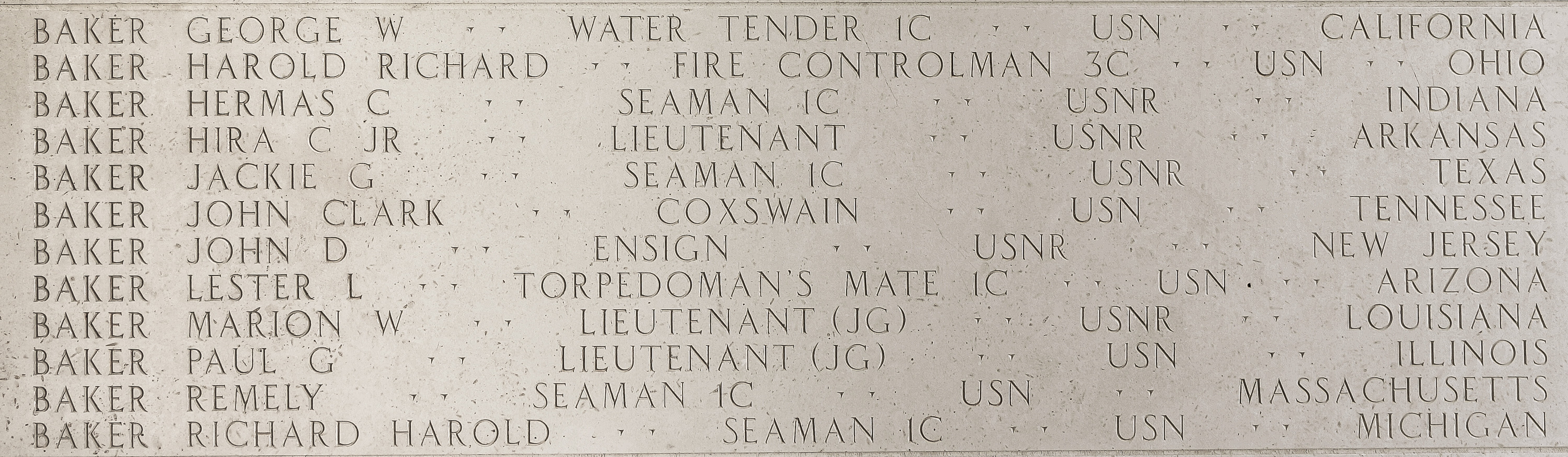 Harold Richard Baker, Fire Controlman Third Class